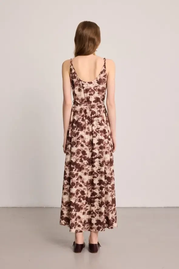 Butterfly Collection Wrap Long Dress - Brown - 6