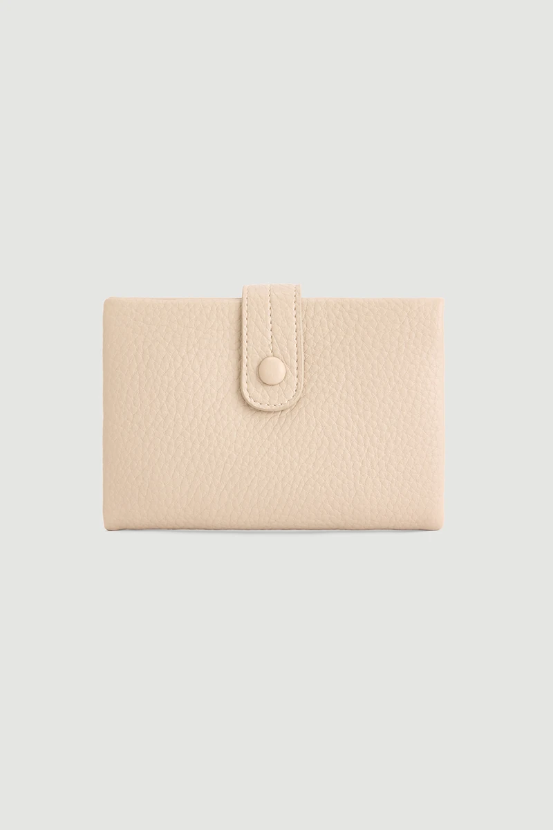 Button-Detail Mini Wallet - Beige