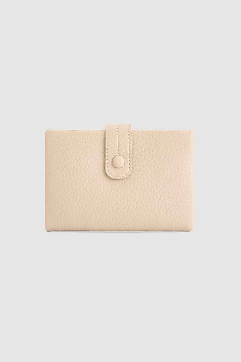 Button Detail Mini Wallet Beige