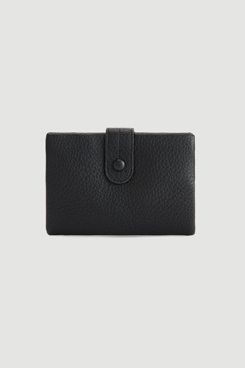 Button Detail Mini Wallet Black - 1