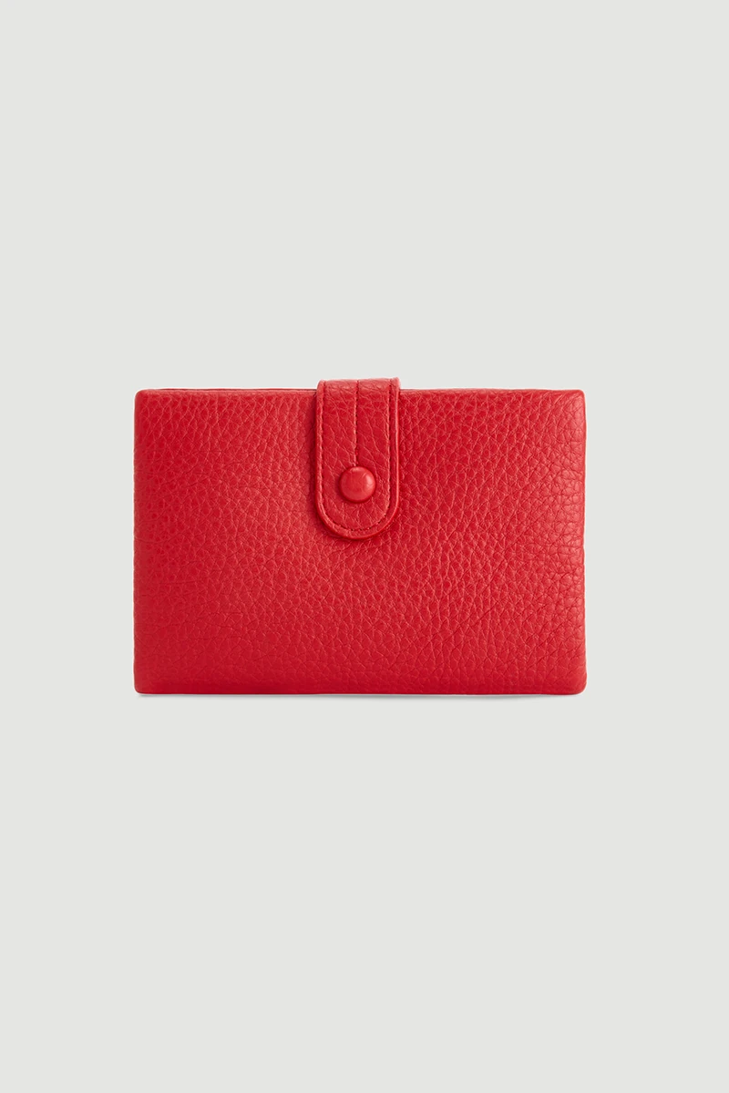 Button-Detail Mini Wallet - Red - Gusto