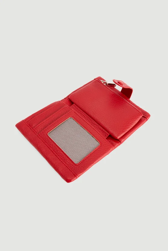 Button Detail Mini Wallet Red - 3