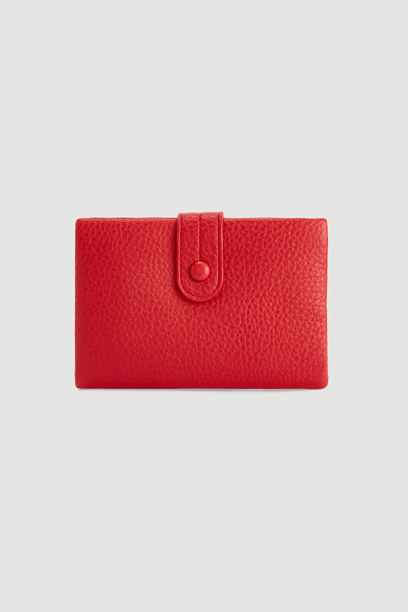 Button Detail Mini Wallet Red - 1