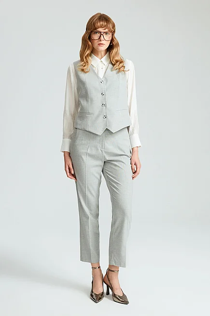 Buttoned Classic Vest - Grey - Gusto