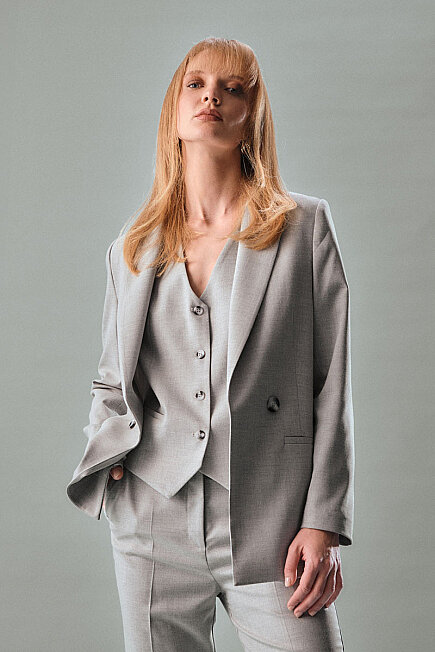 Buttoned Classic Vest - Grey - 4