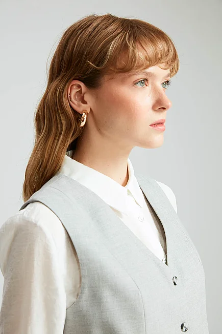Buttoned Classic Vest - Grey - Gusto
