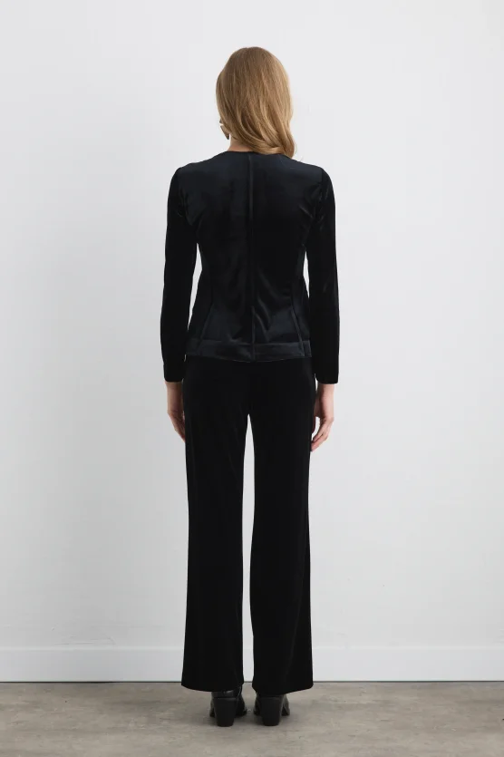 Buttoned Velvet Jacket Black - Gusto