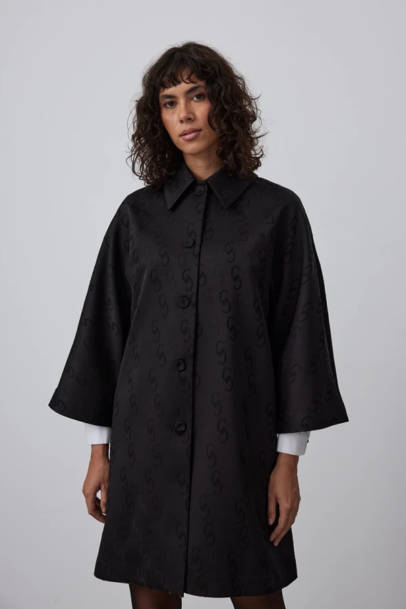 Caftan with Monogram Pattern - Black - 2