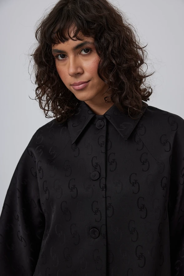 Caftan with Monogram Pattern - Black - 4