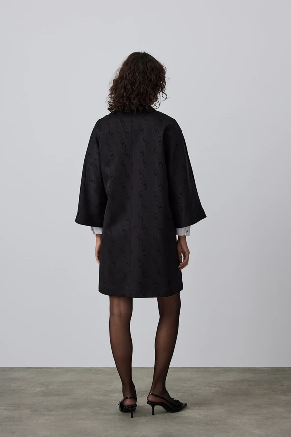 Caftan with Monogram Pattern - Black - 5