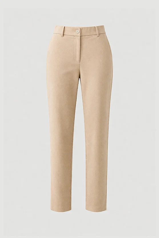 Canvas Mom Fit Pants - Beige - 7
