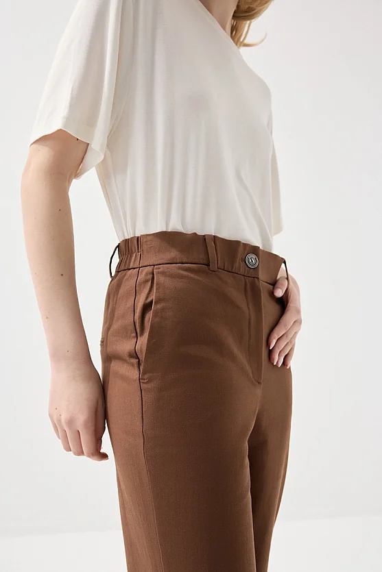Canvas Mom Fit Pants - Brown - Gusto