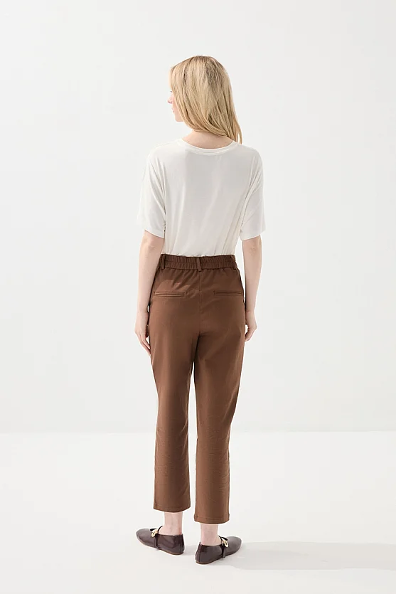 Canvas Mom Fit Pants - Brown - Gusto