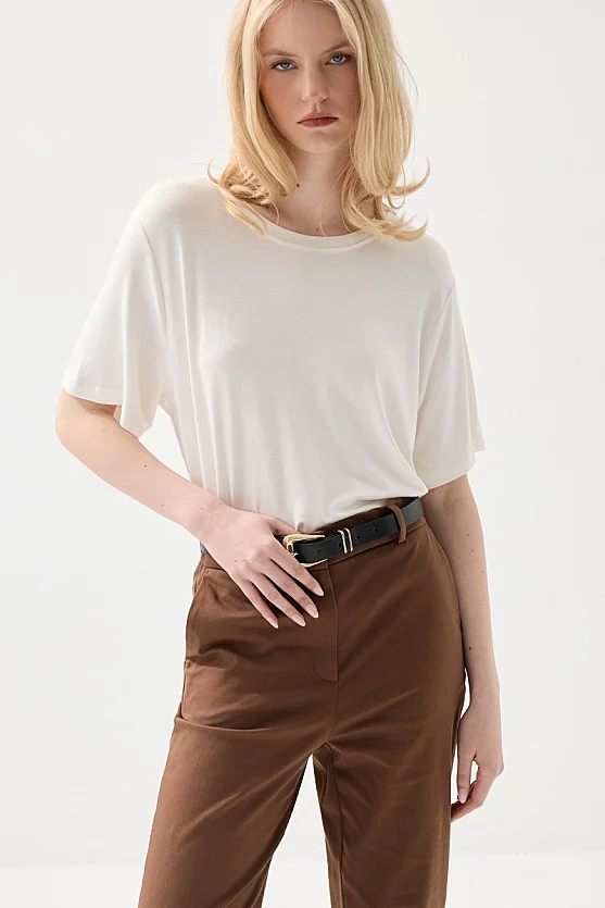 Canvas Mom Fit Pants - Brown - Gusto