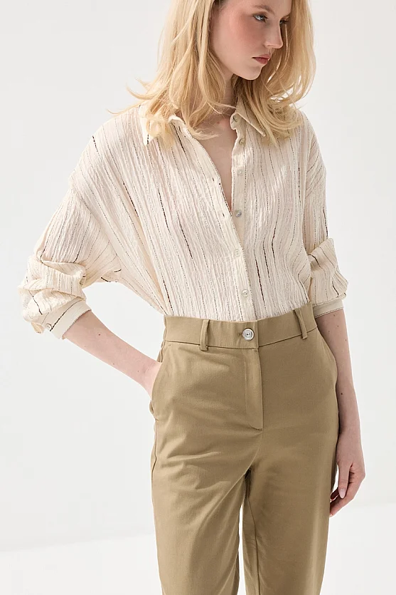 Canvas Mom Fit Pants - Khaki - Gusto