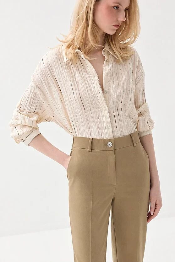 Canvas Mom Fit Pants - Khaki - Gusto