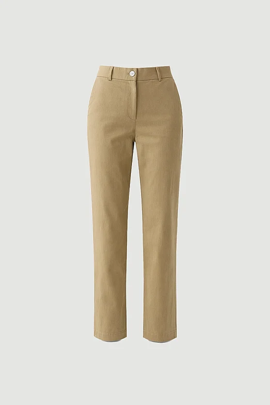 Canvas Mom Fit Pants - Khaki - 8
