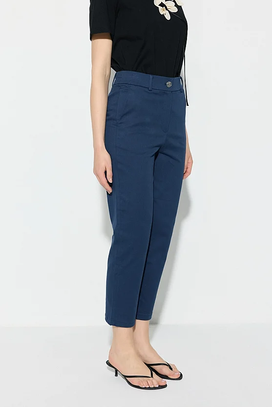 Canvas Mom Fit Pants - Navy Blue - Gusto