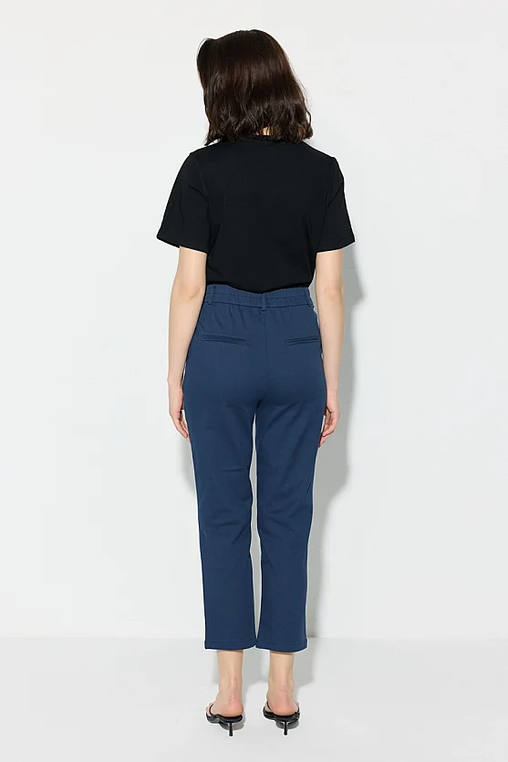 Canvas Mom Fit Pants - Navy Blue - Gusto