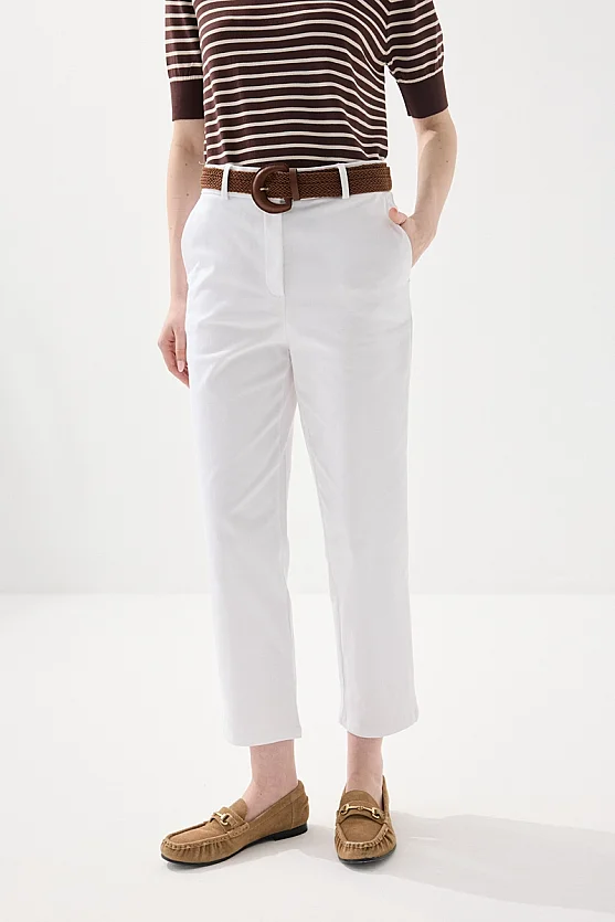 Canvas Mom Fit Pants - White - Gusto
