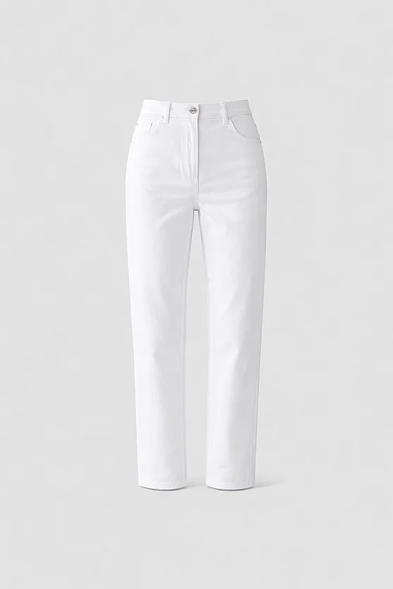 Canvas Mom Fit Pants - White - 6