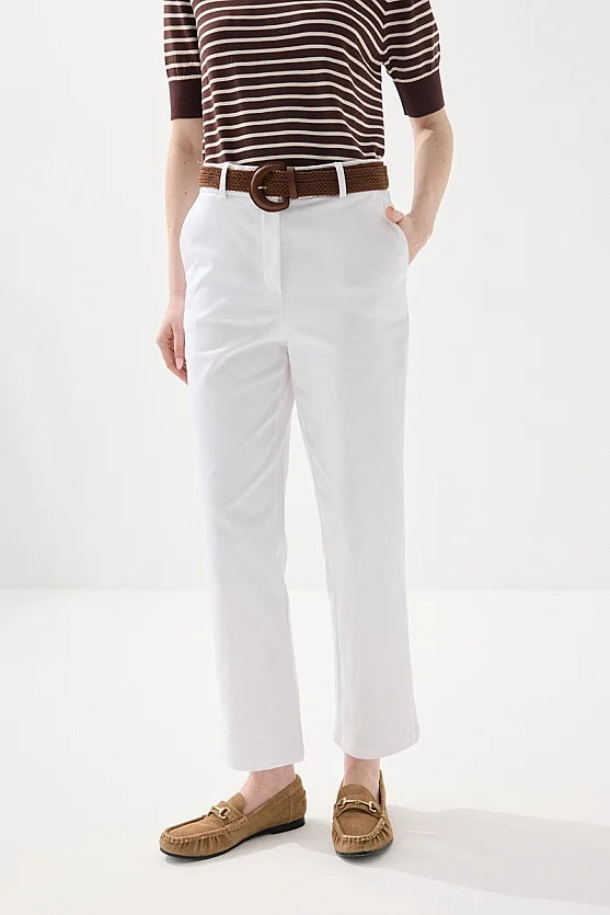 Canvas Mom Fit Pants - White - Gusto