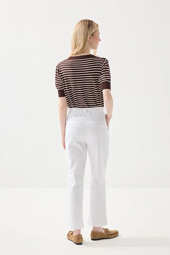 Canvas Mom Fit Pants - White - Gusto