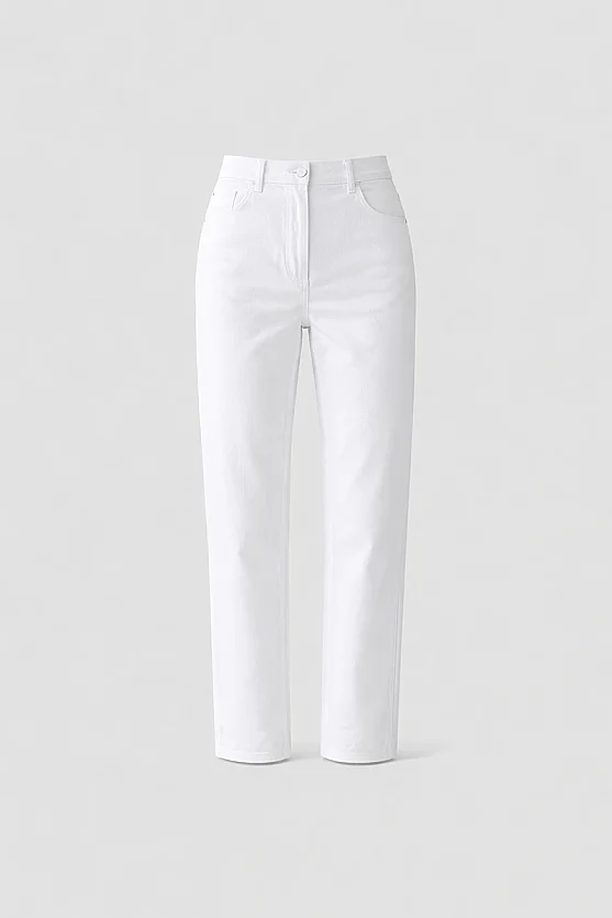 Canvas Mom Fit Pants - White - Gusto