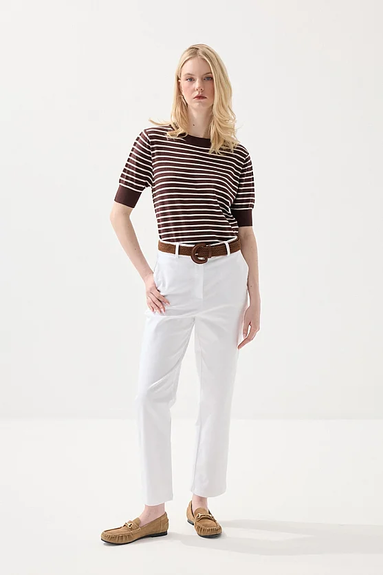 Canvas Mom Fit Pants - White - 1