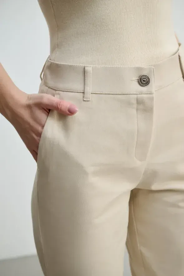 Canvas Mom Jeans - Beige - 2
