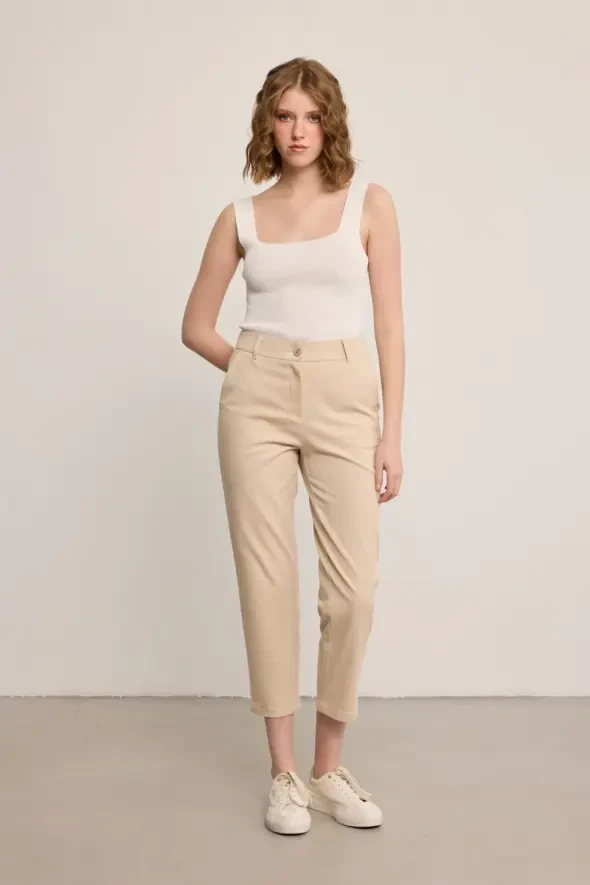 Canvas Mom Jeans - Beige - Gusto