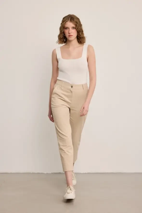 Canvas Mom Jeans - Beige - Gusto