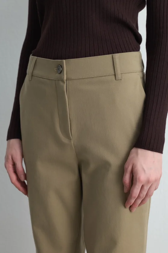 Canvas Mom Pants - Beige - 3