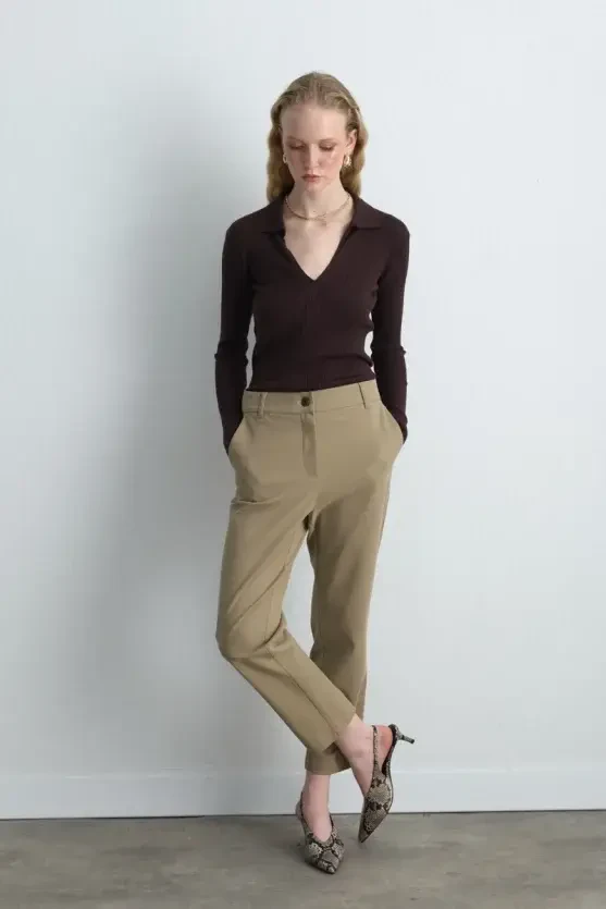 Canvas Mom Pants - Beige - Gusto