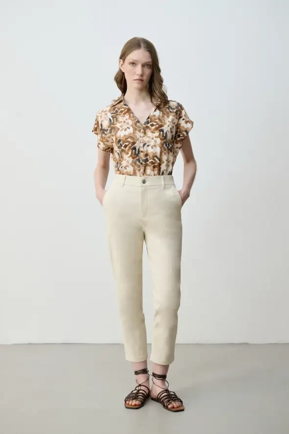 Canvas Mom Pants - Ecru - 1