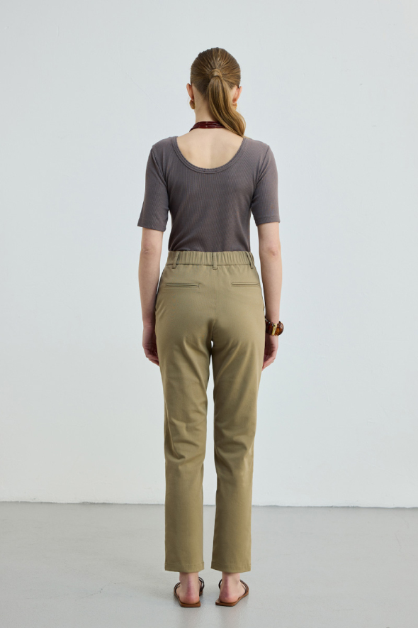 Canvas Mom Pants - Khaki - 3