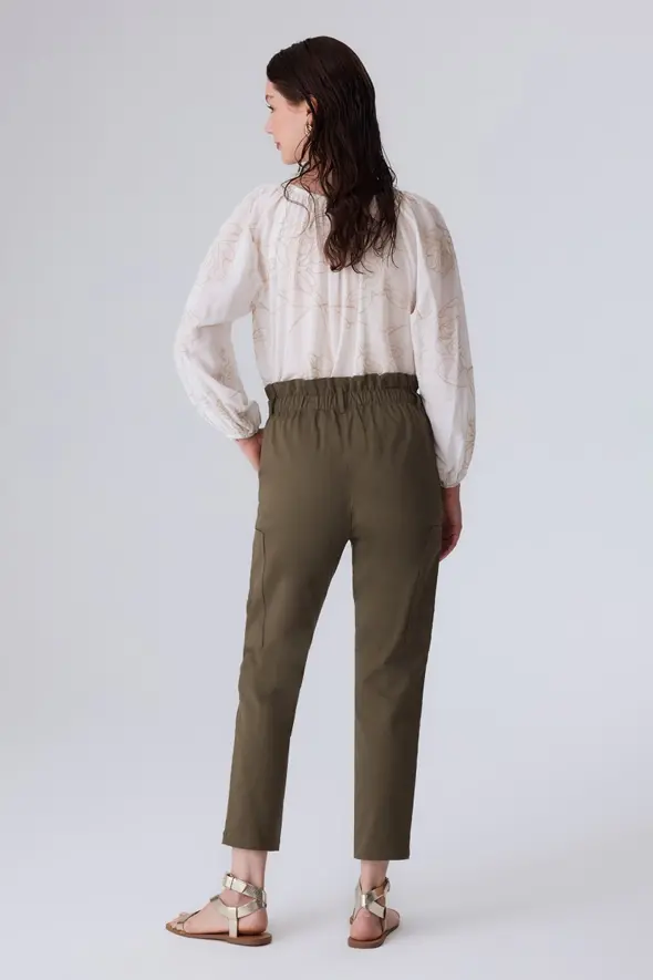 Canvas Pants with Side Pockets - Khaki - 4