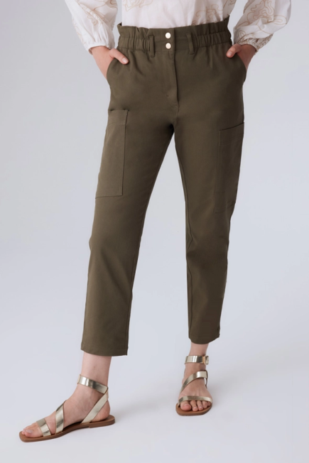 Canvas Pants with Side Pockets - Khaki Khaki