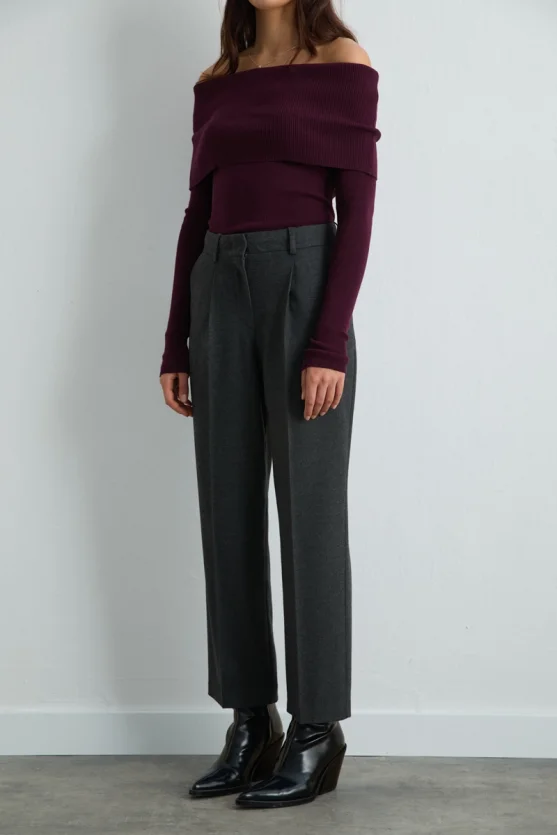 Carrot Cut Belted Pants Gray - 5