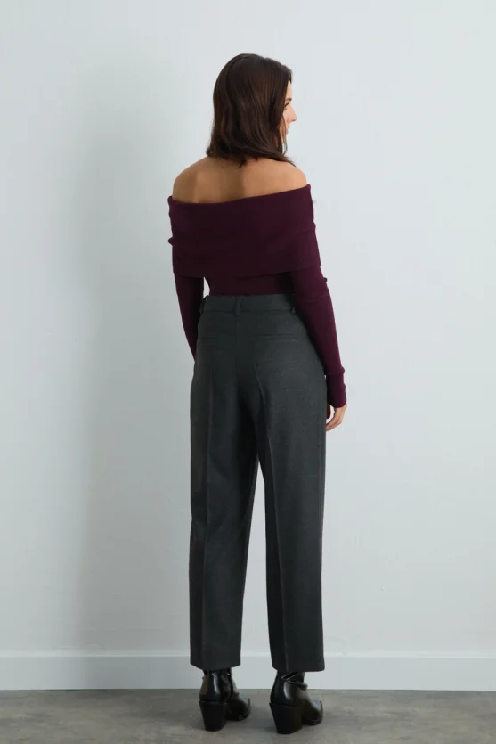 Carrot Cut Belted Pants Gray - Gusto