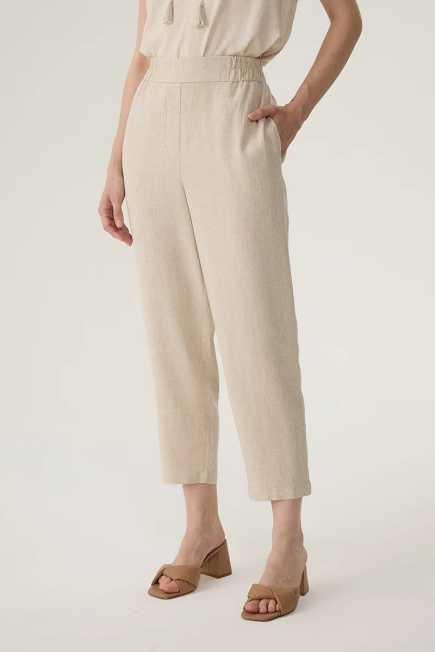 Carrot Linen Pants - Beige - Gusto