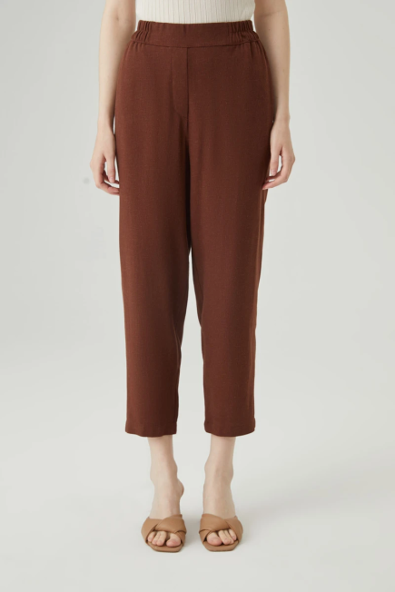 Carrot Linen Pants - Brown Brown