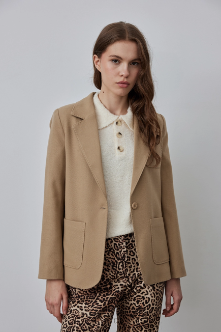 Cashmere Blazer Jacket - Beige Beige