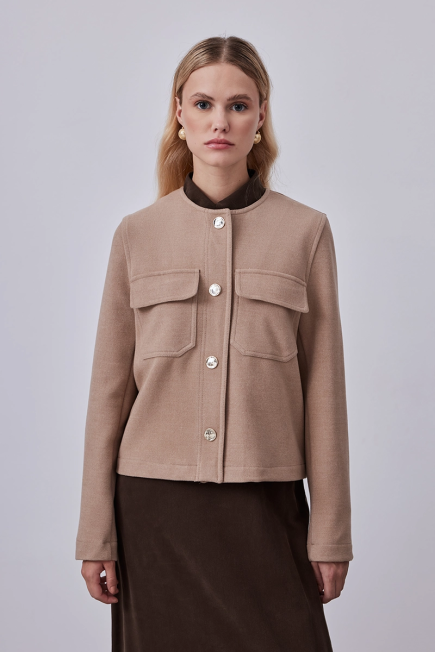 Cashmere Jacket with Pocket - Beige Beige