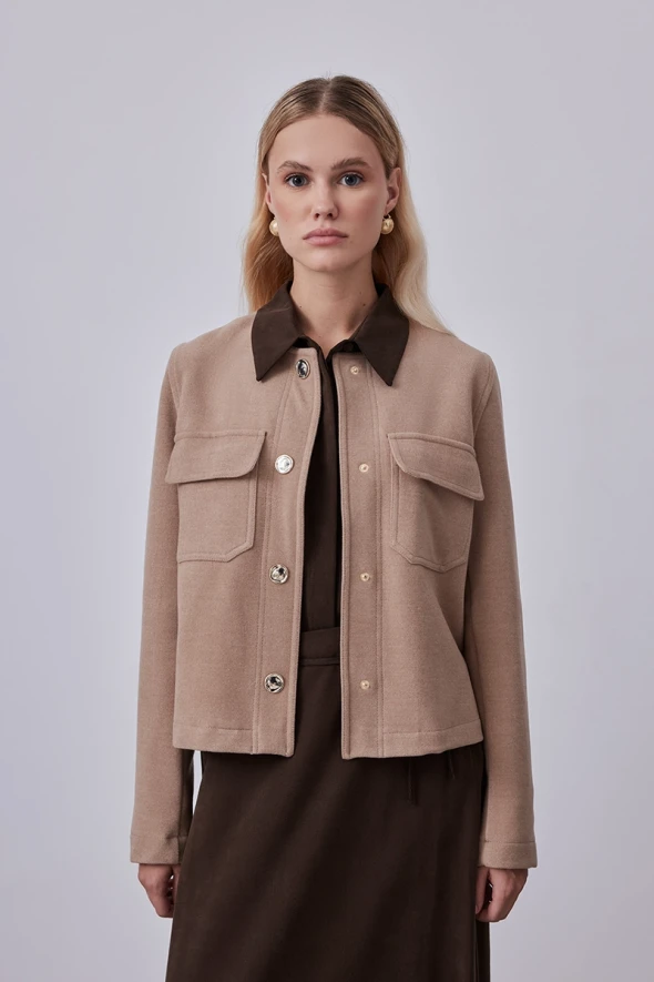 Cashmere Jacket with Pocket - Beige - 3