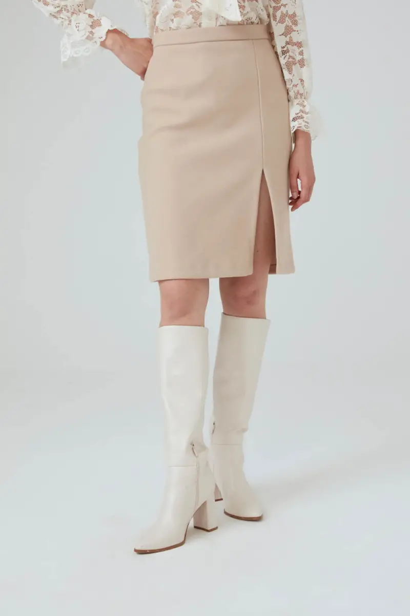 Cashmere Skirt with Slits Beige Autumn Winter Gusto