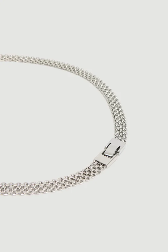 Chain Necklace with Knitted Look Silver - Gusto