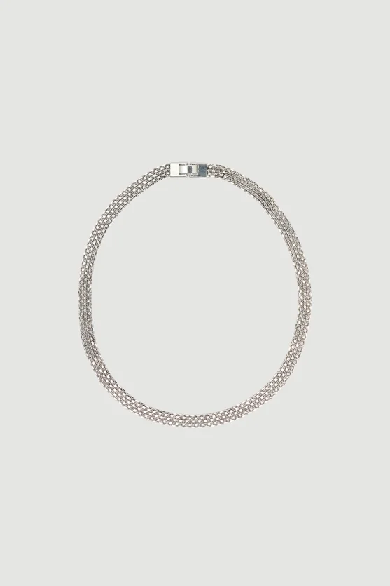 Chain Necklace with Knitted Look Silver - 2