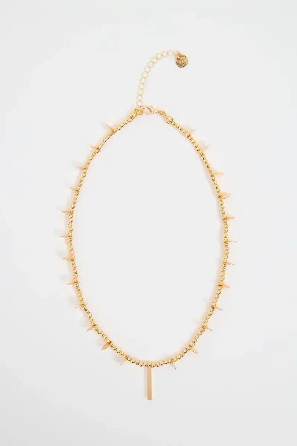 Chain Necklace with Sewuin Brass - Gold - 1