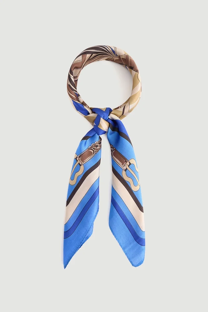 Chain Patterned Scarf Blue Blue